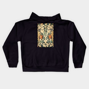 Floral Garden Botanical Print with Fall Flowers and Leaves Kids Hoodie